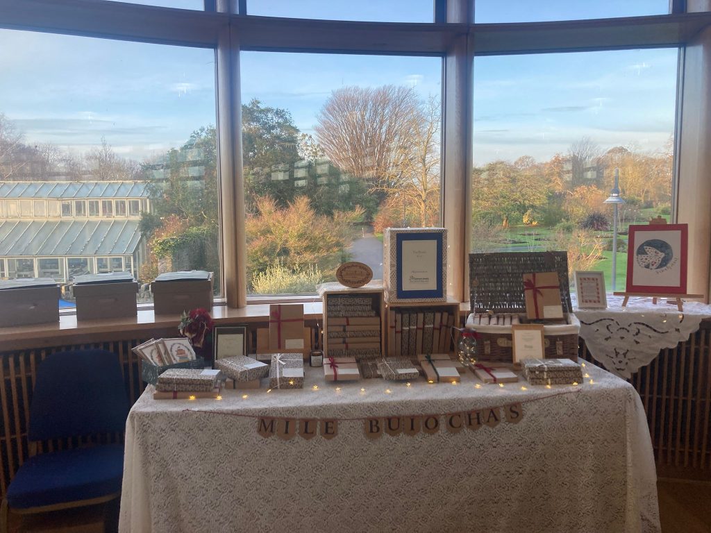 Pre-loved books and handmade items displayed at a fundraising sale organised in support of sick children.